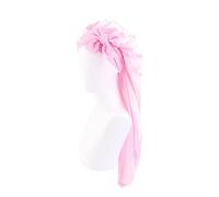 Gorro Seda Dormir Gorro largo de satén suave y sedoso for mujer, pelo Natural gorro rizado tamaño Extra grande con corbata for un sueño nocturno cómodo BañO(Pink)