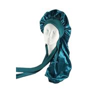 Gorro Seda Dormir Gorro largo de satén suave y sedoso for mujer, pelo Natural gorro rizado tamaño Extra grande con corbata for un sueño nocturno cómodo BañO(Green)