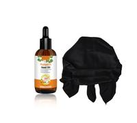 Gorro Seda Pelo Rizado Dormir Suave Ajustable, Gorros de Satén para Pelo Rizado con Banda Elástica Ancha, 60ML Orgánico Pumpkin Seed Oil for Hair Growth, Aceite Semillas Calabaza para Cuerpo
