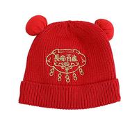 Gorro suave para bebé recién nacido, ganchillo de punto, gorro de bola de pelo de invierno, cálido chino, para niño pequeño, Longevidad, talla nica