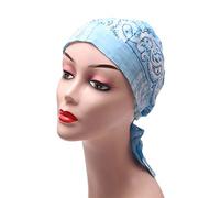Gorro Tejido para Mujeres Pacientes Cabeza Bufanda Atada Béisbol Caps (Sky Blue, One Size)
