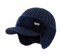Gorro Trapper ColdShield con Tejido Acolchado y Visera de Lana, Gorro de Invierno para Hombre con Visera de Lana y Orejeras Plegables, Tela Suave y Transpirable, Bonete de Punto Elegante para Hombre