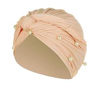Gorro turbante para mujer, con perlas y cuentas musulmanas G35, caqui, Talla única