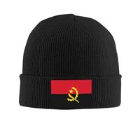 Gorro Unisex de Acrílico con Angola Estampado Bandera,Ligero,Cálido y Elástico,Gorro de Invierno para Hombre y Mujer,Negro