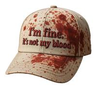 Gorro unisex de Halloween divertido Bloodstained I'm Fine It's Not My Blood Gorra de béisbol Bloody Halloween (Reino Unido, Alpha, talla única, 01-rojo)