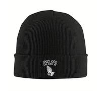 Gorro Unisex de Invierno con Solo Dios Puede JUZGARME Carta de oración con Manos diseñando Gorra Negra de Punto Cristiano Gorro de Invierno para Hombres y Mujeres