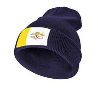 Gorro Unisex de Invierno en Acrílico,Ligero y Cálido,Elástico con Ciudad del Vaticano Estampado Bandera para Uso Diario,Marina de Guerra