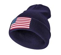 Gorro Unisex de Invierno en Acrílico,Ligero y Cálido,Elástico con Estados Unidos Estampado Bandera para Uso Diario,Marina de Guerra