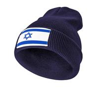 Gorro Unisex de Invierno en Acrílico,Ligero y Cálido,Elástico con Israel Estampado Bandera para Uso Diario,Marina de Guerra