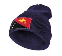 Gorro Unisex de Invierno en Acrílico,Ligero y Cálido,Elástico con Papúa Nueva Guinea Estampado Bandera para Uso Diario,Marina de Guerra