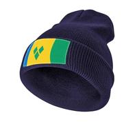 Gorro Unisex de Invierno en Acrílico,Ligero y Cálido,Elástico con San Vicente y Las Granadinas Estampado Bandera para Uso Diario,Marina de Guerra