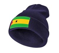 Gorro Unisex de Invierno en Acrílico,Ligero y Cálido,Elástico con Santo Tomé y Príncipe Estampado Bandera para Uso Diario,Marina de Guerra