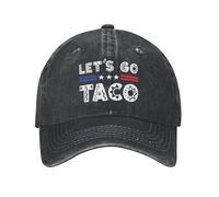 Gorro Unisex de Navidad Gracioso Gorra de béisbol Let's Go Taco America Mezclilla desgastada Unisex Broche Snapback Lavado Gorra de Exterior Todas Las Estaciones Ajustable Gorra de Moda