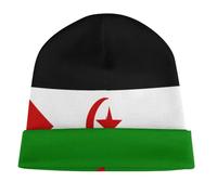 Gorro Unisex de Poliéster con Sáhara Occidental Estampado Bandera,Ligero,Cálido y Elástico,Gorro de Invierno para Hombre y Mujer,Negro