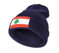 Gorro Unisex de Punto en Acrílico,Alta Elasticidad,Ligero y Abrigado,con Líbano Detalle de Bandera Elegante,Marina de Guerra