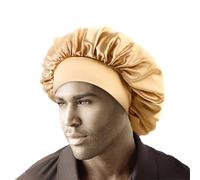 Gorro Unisex De Satén Liso Ala Ancha, For El Cuidado Del Cabello, Ducha For Dormir, Banda Elástica Suave Para Dormir(Gold)