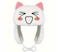 Gorro Ushanka de Peluche de Otoño Invierno con Dibujos Animados, Protección contra el Frío, Terciopelo , Mujer, Cubre Orejas, Gorro Vintage Reductor de Facial