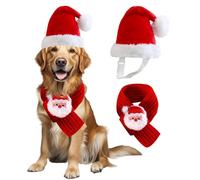 Gorro y Bufanda de Papá Noel para Perros pequeños, medianos y Grandes, Sombrero y Bufanda, Talla L