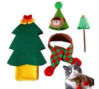 Gorro Y Bufanda Papá Noel para Gato Navideño - Felpa 25x13x5cm | Conjunto Tejido para Mascota | Navideño Lindo para Felino | Accesorio De Disfraz para Fotos, Fiestas Y Celebración De Temporada