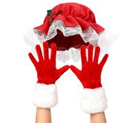 Gorro Y Guantes De Señora Claus: Accesorios Para Disfraces De Cosplay Para Niños De Navidad, Gorro Y Guantes De Vestir De Señora Santa, Para Mujeres, Niñas, Niños, Adultos, Fiestas Temáticas, Juegos D