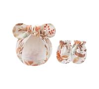 Gorro Y Manoplas De Turbante Algodón Para Recién Nacidos Juego 2 Piezas Elásticos Suaves Antiarañazos Guantes Protectores La Gorros Capó Gorros Recién Nacidos