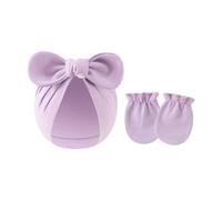 Gorro Y Manoplas De Turbante Algodón Para Recién Nacidos Juego 2 Piezas Elásticos Suaves Antiarañazos Guantes Protectores La Gorros Capó Gorros Recién Nacidos