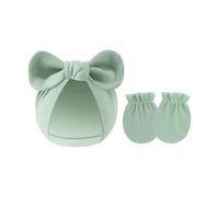 Gorro Y Manoplas De Turbante Algodón Para Recién Nacidos Juego 2 Piezas Elásticos Suaves Antiarañazos Guantes Protectores La Gorros Capó Gorros Recién Nacidos