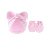 Gorro Y Manoplas De Turbante Algodón Para Recién Nacidos Juego 2 Piezas Elásticos Suaves Antiarañazos Guantes Protectores La Gorros Capó Gorros Recién Nacidos