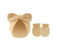 Gorro Y Manoplas De Turbante Algodón Para Recién Nacidos Juego 2 Piezas Elásticos Suaves Antiarañazos Guantes Protectores La Gorros Capó Gorros Recién Nacidos