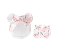 Gorro Y Manoplas De Turbante Algodón Para Recién Nacidos Juego 2 Piezas Elásticos Suaves Antiarañazos Guantes Protectores La Gorros Capó Gorros Recién Nacidos