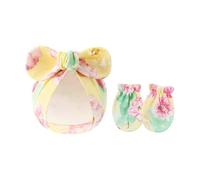 Gorro Y Manoplas De Turbante Algodón Para Recién Nacidos Juego 2 Piezas Elásticos Suaves Antiarañazos Guantes Protectores La Gorros Capó Gorros Recién Nacidos