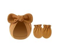 Gorro Y Manoplas De Turbante Algodón Para Recién Nacidos Juego 2 Piezas Elásticos Suaves Antiarañazos Guantes Protectores La Gorros Capó Gorros Recién Nacidos