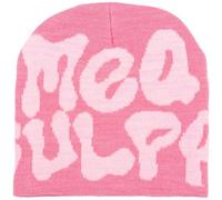 Gorro Y2k, gorro estampado de letra, Bo-nnet Spider Web Bonn-y M-EA Y2K, Bon-Net de punto para mujer y hombre, gorras flexibles y gorras de punto para unisex.., rosa, 60-65