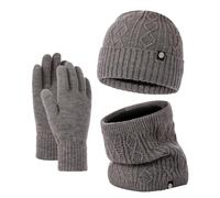 Gorros Adolescentes Niñas Y Bufanda De Invierno Conjunto De Guante De Moda Cálida Lana Gruesa Sombrero De Lana Tres Piezas Conjunto Guantes Tela Azul, gris, talla única
