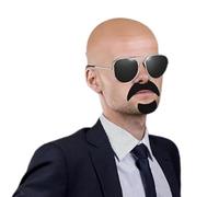 Gorros calvos para adultos con gafas y un bigote de maquillaje Halloween