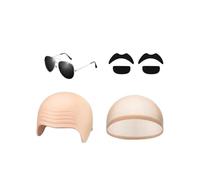 Gorros Calvos Para Disfraz Maquillaje Cosplay Halloween Con Gafas Y Bigote
