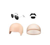 Gorros Calvos para Hombres Cosplay Halloween Maquillaje con Gafas y Bigote