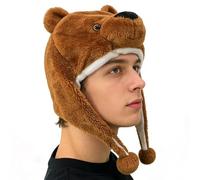 Gorros de Animales para Niños, Disfraz De Fiesta Cartoon, Lindo, Suave Y Cálido Con Correas Para Orejas, Sombrero de Animales Animados, Para Senderismo Fiestas Otoño Año Nuevo Vacaciones Cumpleaños Ho