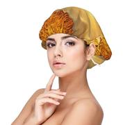 Gorros de dormir con estampado de campo de trigo para mujer para proteger el cabello, cómodo gorro de noche para cabello rizado y largo, color negro, Negro -, talla única