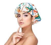 Gorros de dormir con estampado de coral de estrella de mar marina para mujer para proteger el cabello, cómodo gorro de noche para cabello rizado y largo, Negro -, talla única