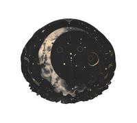 Gorros de ducha abstractos cielo estrellado luna gorro de ducha para mujeres reutilizable impermeable gorro de pelo para ducha doble capa banda elástica pelo largo gorros de natación