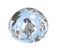Gorros de ducha azules con chinchillas y lunas para mujeres y hombres, reutilizables, impermeables, antideslizantes, de secado rápido, pelo largo y corto