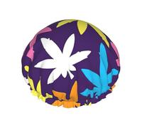 Gorros de ducha brillantes y coloridos con patrón de malas hierbas para mujeres y hombres, reutilizables, impermeables, antideslizantes, de secado rápido, gorra grande, pelo largo y corto