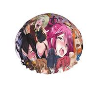 Gorros de ducha con cara de Anime Shy Girl para mujer, gorros de ducha reutilizables impermeables, gorros de baño, gorro de ducha turbante para niñas