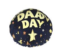 Gorros de ducha con diseño de estrellas y felices, para el Día del Padre, impermeables, reutilizables, para mujeres y mujeres