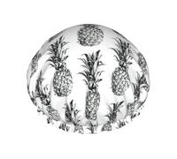 Gorros de ducha con diseño de piña tropical para mujeres y hombres, reutilizables, impermeables, antideslizantes, de secado rápido, pelo largo y corto