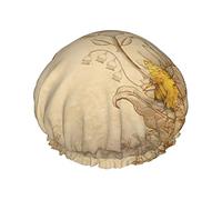 Gorros de ducha con estampado de flores silvestres de abejas rurales para mujeres, gorros de baño elásticos reutilizables, gorro de ducha impermeable doble