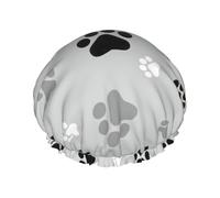 Gorros de ducha con estampado de huellas de animales para mujeres y hombres, reutilizables, impermeables, antideslizantes, de secado rápido, gorra grande, pelo largo y corto
