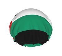 Gorros de ducha con la bandera de Palestina para mujer, gorros de baño elásticos y reutilizables, doble capa impermeable, gorros de ducha de baño