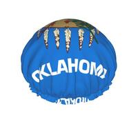 Gorros de ducha con la bandera del estado de Oklahoma para mujer, gorros de baño elásticos y reutilizables, gorro de ducha de doble capa impermeable, gorros de ducha de baño